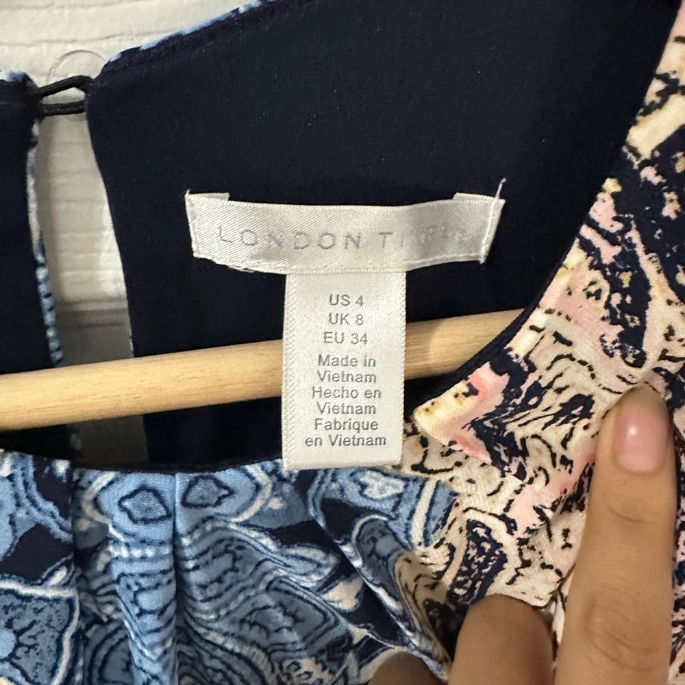 London Times Blue and Black Halter Maxi Sundress - Picture 3 of 3